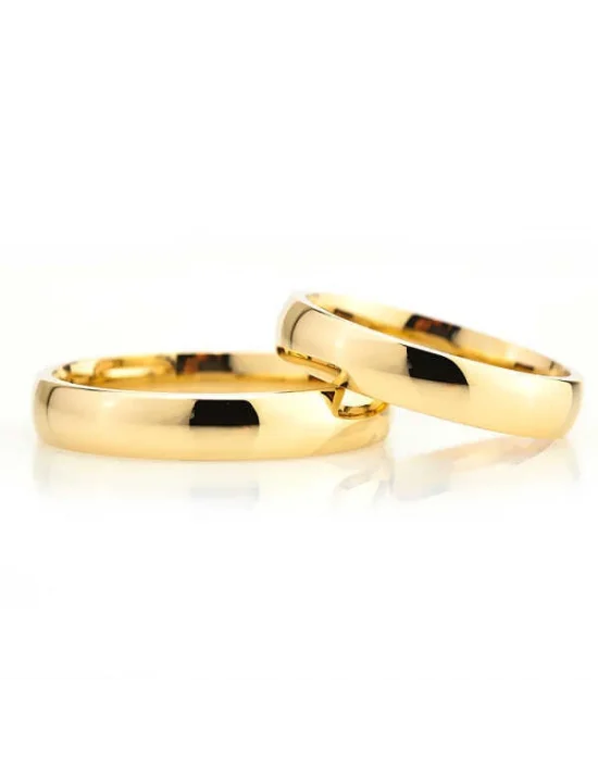 4 mm Düz Bombeli Gold Gümüş Alyans