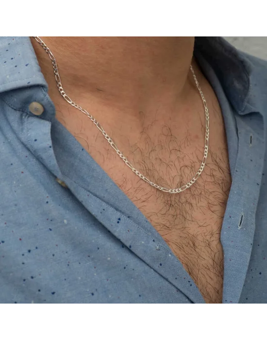 5 mm Gümüş Figaro Zincir - 140 mikron