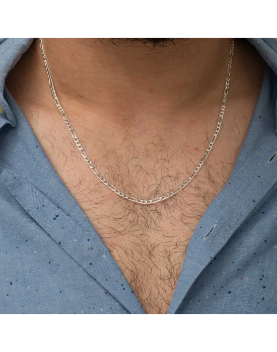 5 mm Gümüş Figaro Zincir - 140 mikron