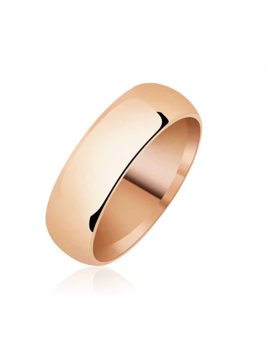 6 mm Düz Bombeli Rose Gümüş Alyans