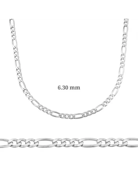 6.30 mm Gümüş Figaro Zincir - 180 mikron