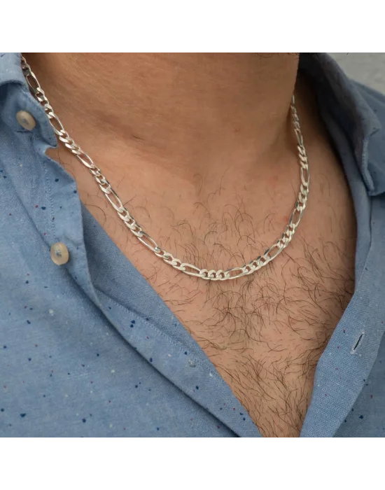 6.30 mm Gümüş Figaro Zincir - 180 mikron