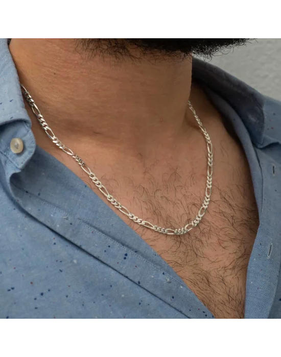 6.30 mm Gümüş Figaro Zincir - 180 mikron