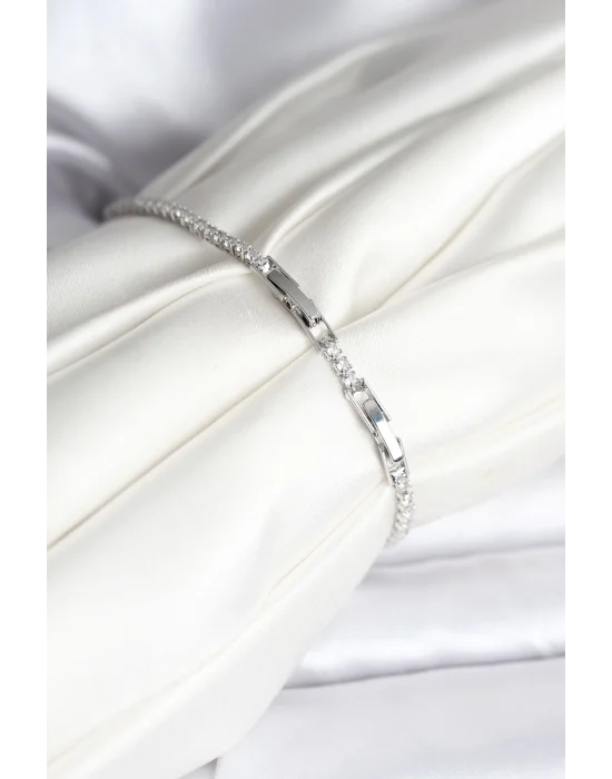 Anka Kuşu Model Zirkon Taşlı Gümüş Renk Pirinç Su Yolu Kadın Bileklik