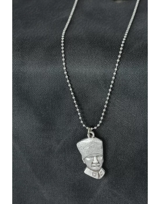 Atatürk Figürlü Metal Erkek Kolye