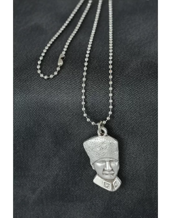 Atatürk Figürlü Metal Erkek Kolye