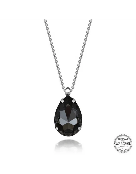 Crystal Taşlı Top Zincir Damla Gümüş Kadın Kolye