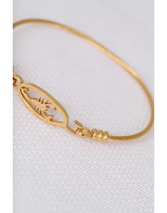 Gold Çelik Akrepli Erkek Kelepçe Bileklik