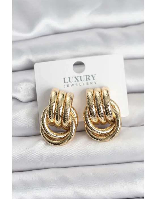 Gold Renk Halka Modelli Pirinç Kadın Küpe