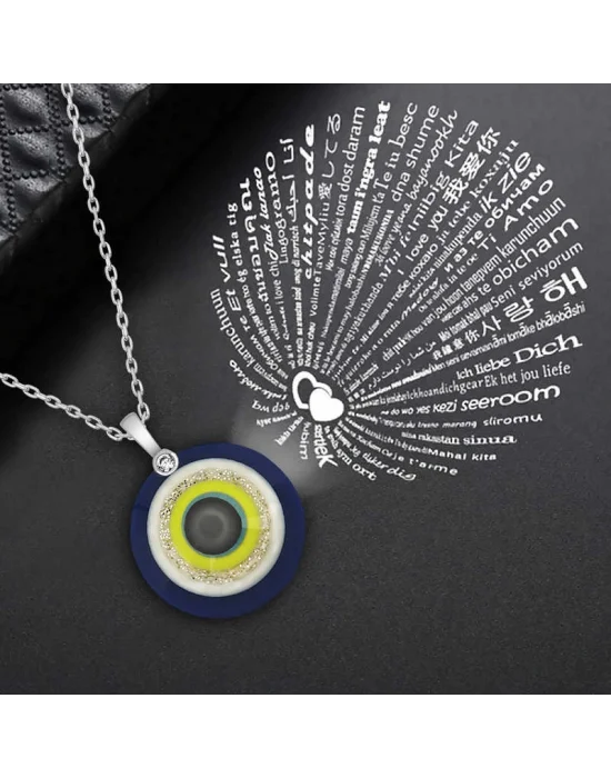 Gümüş 100 Dilde Seni Seviyorum Nazar Kolye