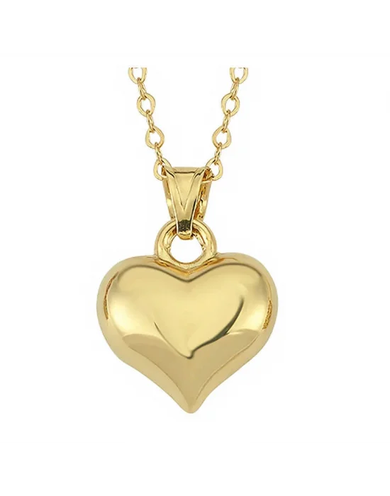 Gümüş 3 Boyutlu Gold Kalp Kadın Kolye