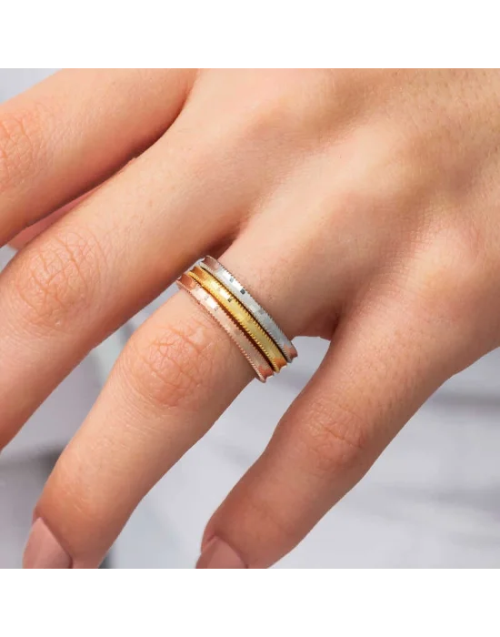 Gümüş 3 Renk Ajda Kadın Yüzük