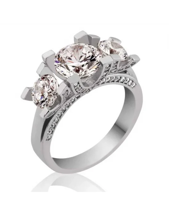 Gümüş 3 Taş Tria Bayan Yüzük