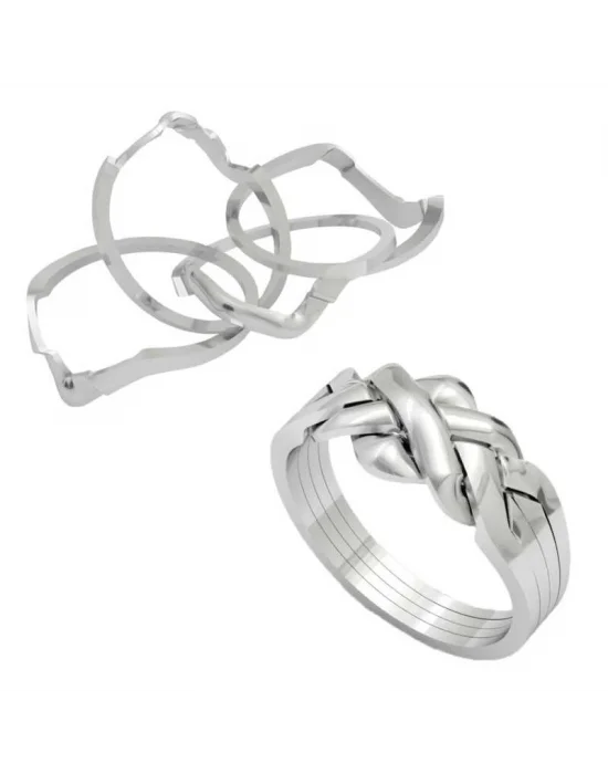 Gümüş 4 Parçalı Yapboz Bilmece Yüzük