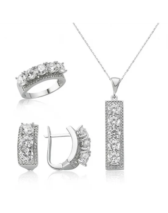 Gümüş 5 Taş Bayan Set