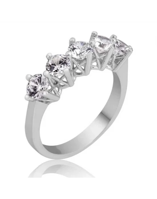 Gümüş 5 Taş Bayan Yüzük