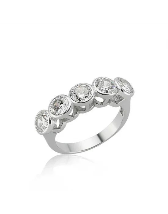 Gümüş 5 Taş Bayan Yüzük