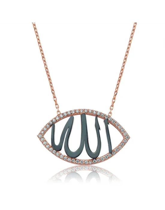 Gümüş Allah Yazılı Bayan Kolye