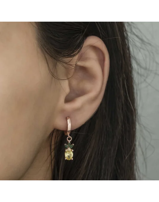 Gümüş Ananas Figür Meyve Küpe