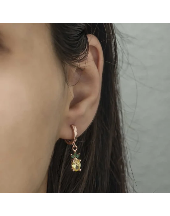 Gümüş Ananas Figür Meyve Küpe