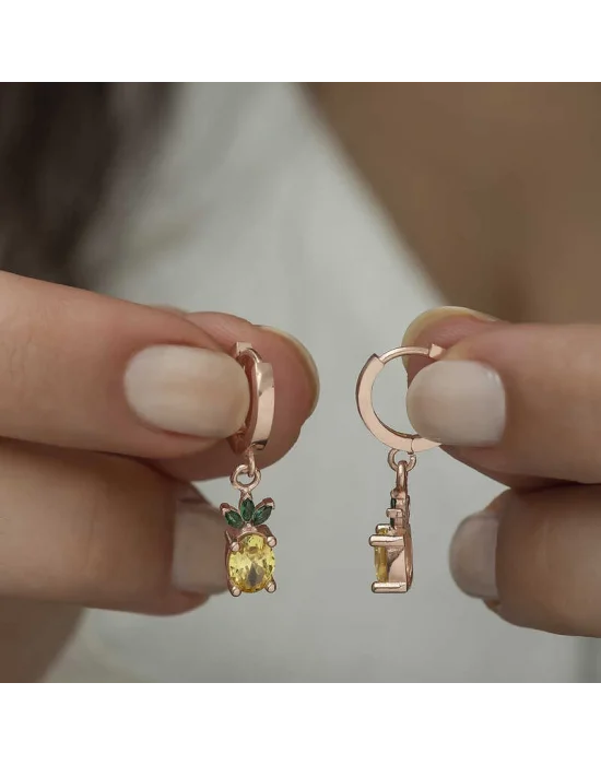 Gümüş Ananas Figür Meyve Küpe