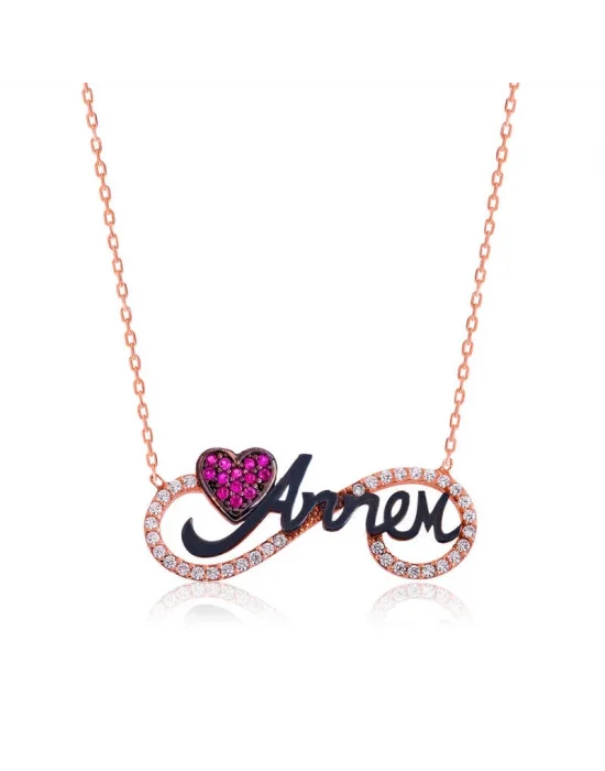 Gümüş Annem Yazılı Sonsuzluk Bayan Kolye