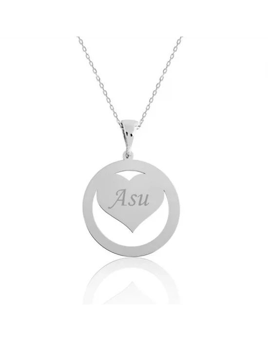 Gümüş Aşk Çemberi İsimli Bayan Kolye