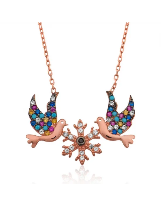 Gümüş Aşk Kuşları Bayan Kolye