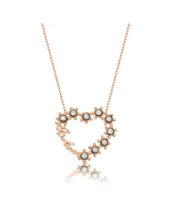 Gümüş Aşkım Yazılı Kalpli Bayan Kolye