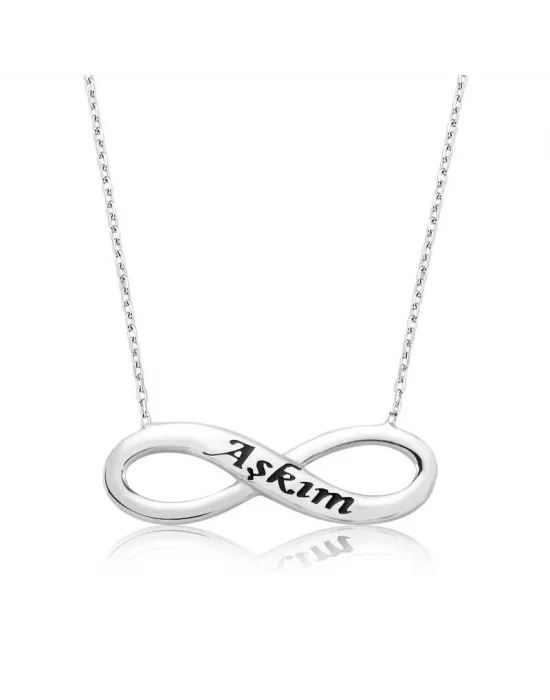 Gümüş Aşkım Yazılı Sonsuzluk Bayan Kolye