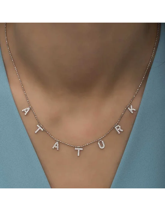 Gümüş Atatürk Yazılı Bayan Kolye