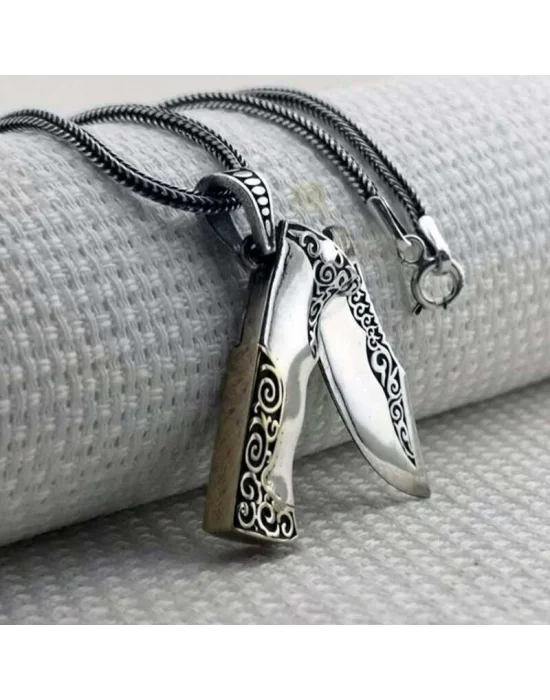 Gümüş Avcı Bıçağı Erkek Kolye