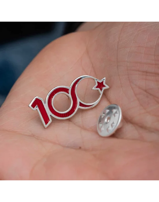 Gümüş Ay Yıldız 100.Yıl Rozet
