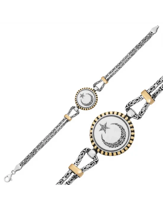 Gümüş Ay Yıldız Erkek Bileklik