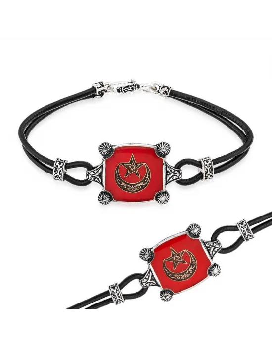 Gümüş Ay Yıldız Erkek Bileklik