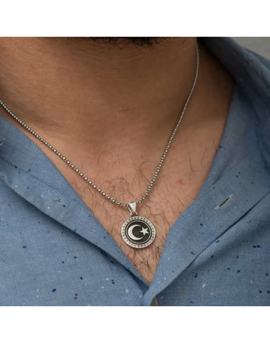 Gümüş Ay Yıldız Kolye