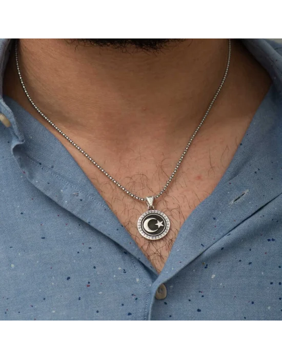 Gümüş Ay Yıldız Kolye