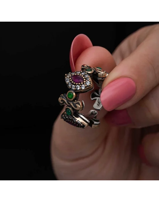 Gümüş Ayarlanabilen Otantik Mekik Kadın Yüzük