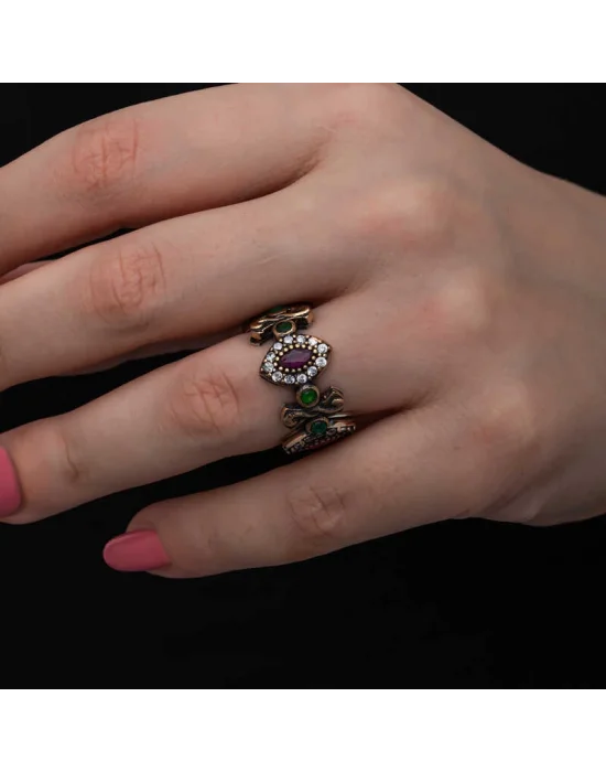 Gümüş Ayarlanabilen Otantik Mekik Kadın Yüzük