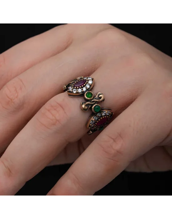 Gümüş Ayarlanabilen Otantik Mekik Kadın Yüzük