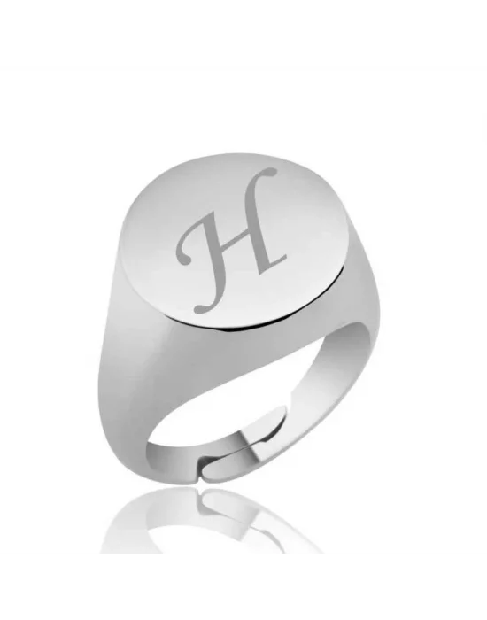 Gümüş  Ayarlanabilir Harfli Şovalye Bayan Yüzük