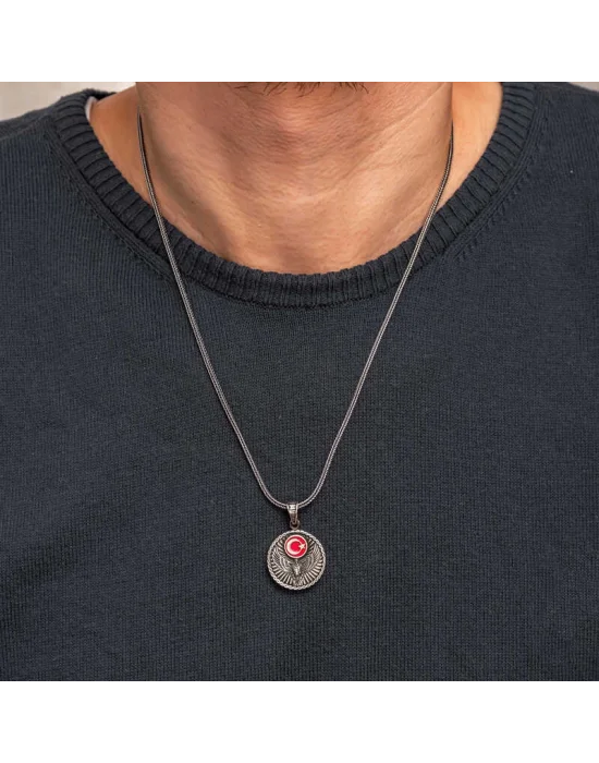 Gümüş Ayyıldız Kartal Erkek Kolye