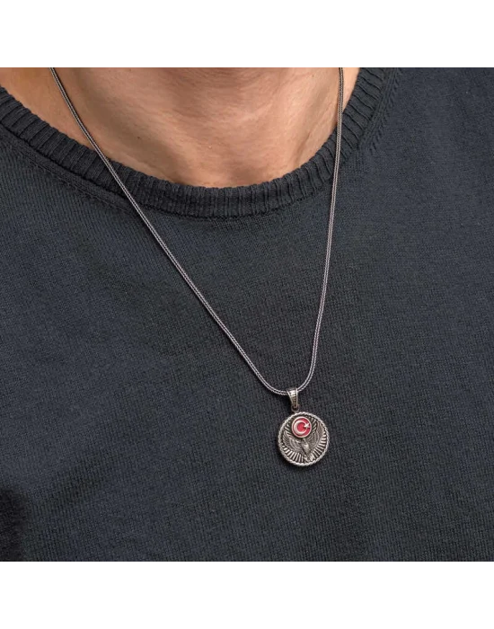 Gümüş Ayyıldız Kartal Erkek Kolye