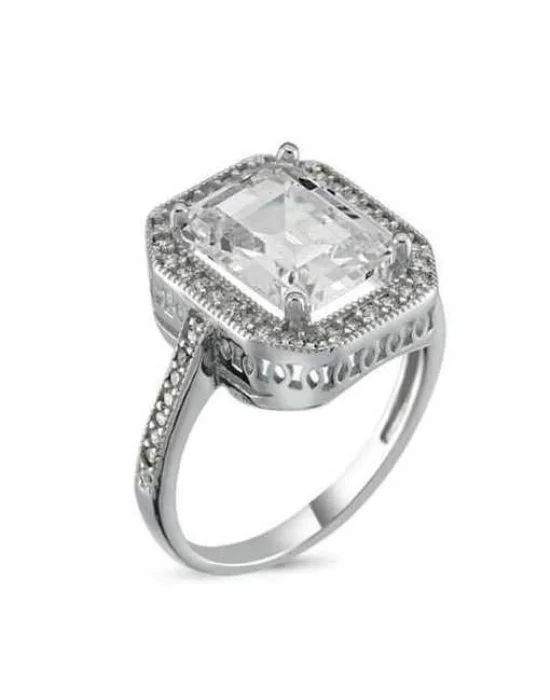 Gümüş Baget Kare Bayan Yüzük