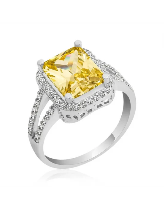 Gümüş Baget Kare Bayan Yüzük