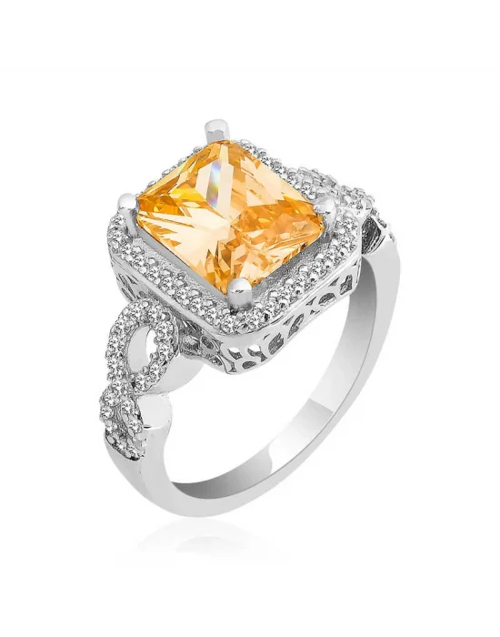 Gümüş Baget Kare Bayan Yüzük