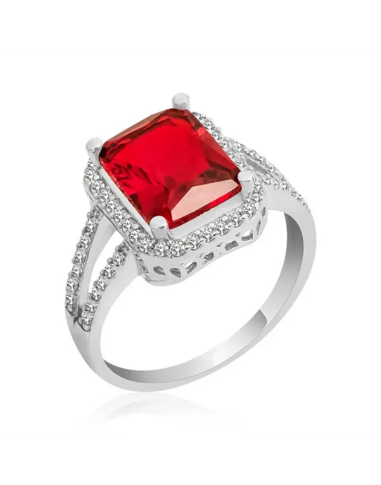 Gümüş Baget Kare Bayan Yüzük