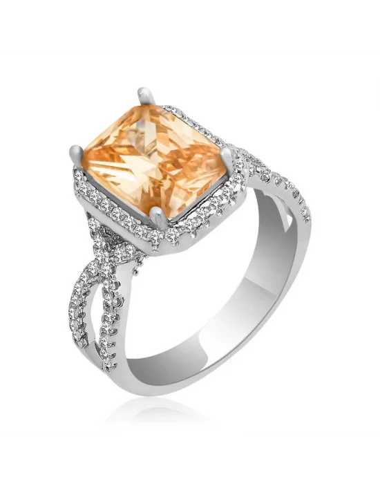 Gümüş Baget Kare Bayan Yüzük