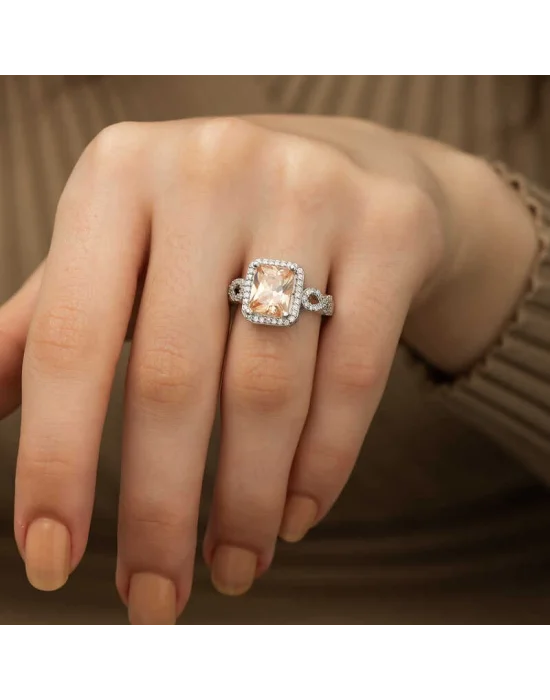 Gümüş Baget Kare Bayan Yüzük