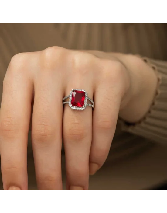 Gümüş Baget Kare Bayan Yüzük